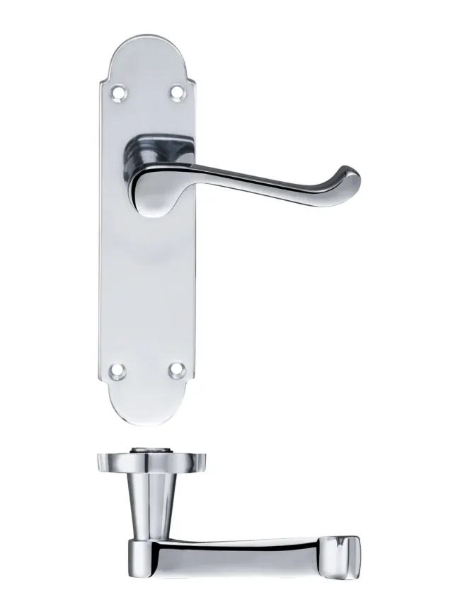 Zoo Hardware Project Oxford lever on latch backplate - 168mm x 42mm - Polished Chrome