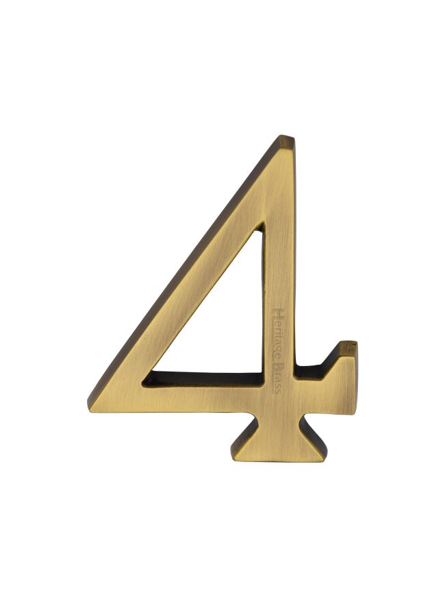 Heritage Brass Numeral 4 Concealed Fix 76mm (3") Antique Brass finish