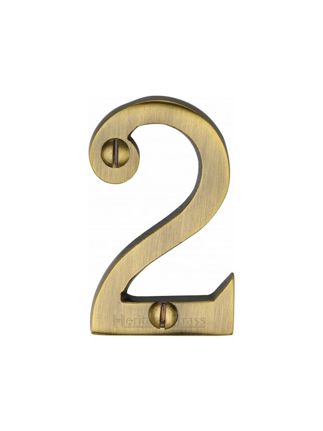Heritage Brass Numeral 2 Face Fix 51mm (2") Antique Brass finish