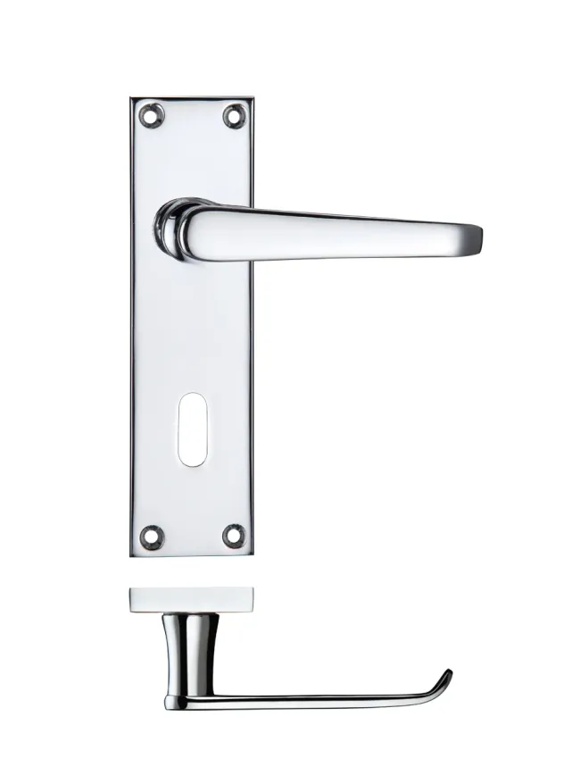 Zoo Hardware Project Victorian flat lever on lock backplate 150 x 40mm - Polished Chrome