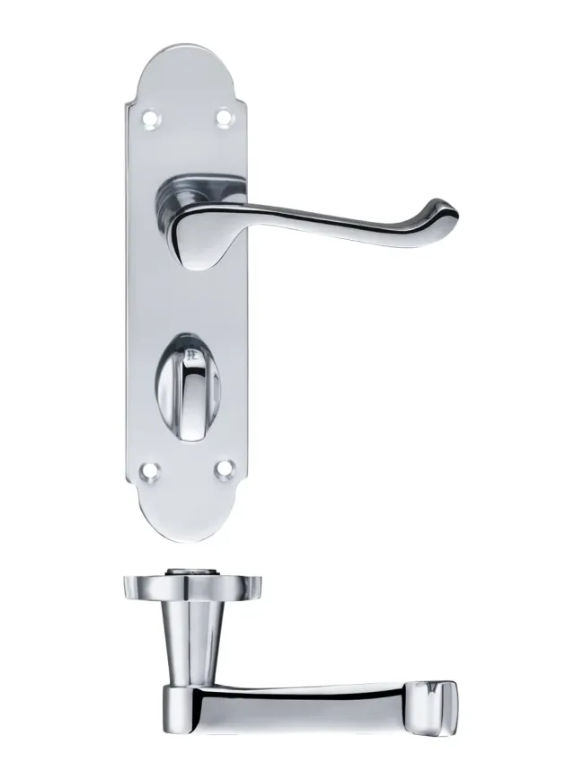 Zoo Hardware Project Oxford lever on bathroom backplate - 168mm x 42mm - Polished Chrome