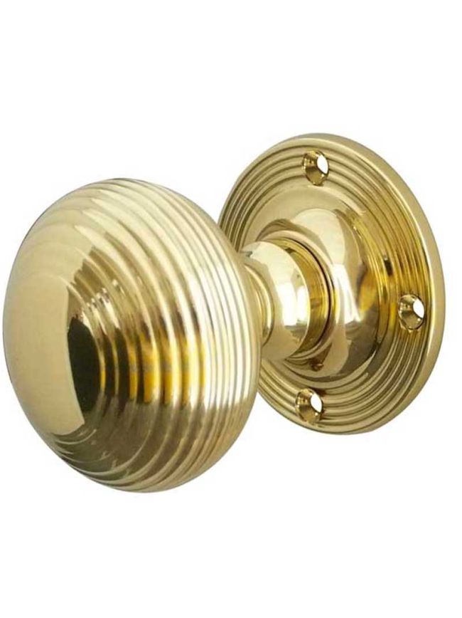 Jedo Reeded Mortice Door Knobs 53mm Polished Brass - By Frelan Hardware - JR6MPB