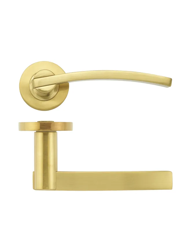 Zoo Hardware Adria lever on round rose - Favo Satin Brass