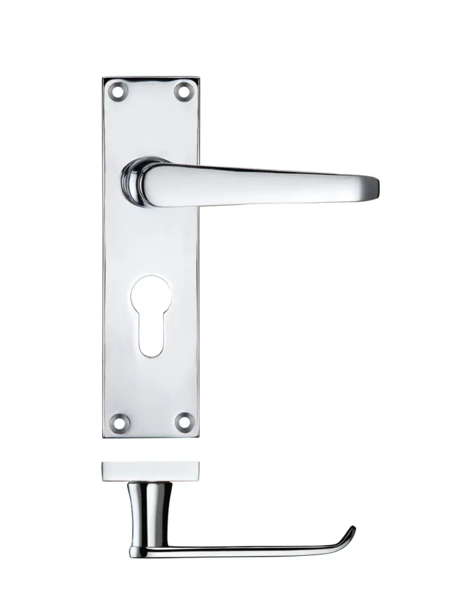 Zoo Hardware Project Victorian flat lever on euro backplate - 150 x 40mm - Polished Chrome