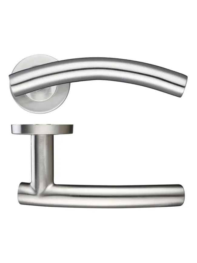 Zoo Hardware 19mm Arched T-Bar Lever - Push On Rose - 52mm Dia - Grade 201 - Satin Stainless
