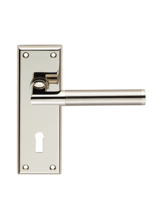 Serozzetta Sessanta Lever On Lock Backplate Retail Packaging - Polished Nickel/Satin Nickel