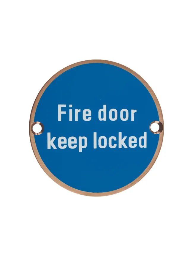 Zoo Hardware Fire Door Keep Locked - 76mm dia - PVD Bronze
