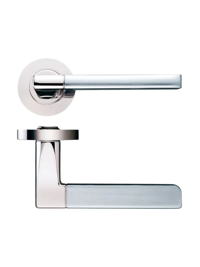 Zoo Hardware Venice lever on round rose - Polished Nickel / Satin Nickel