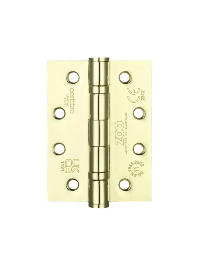 Zoo Hardware Ball Bearing Hinge - Steel 102 x 76 x 3mm - Electro Brass