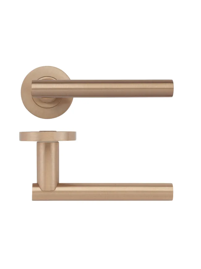 Zoo Hardware Lucca lever on round rose - Tuscan Rose Gold