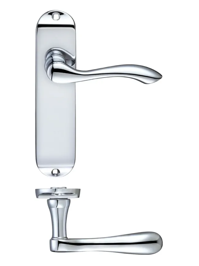 Zoo Hardware Project Arundel lever on latch backplate - 175mm x 42mm - Polished Chrome