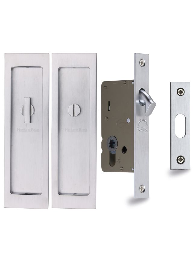 Flush Pull Privacy Set 197mm Satin Chrome finish
