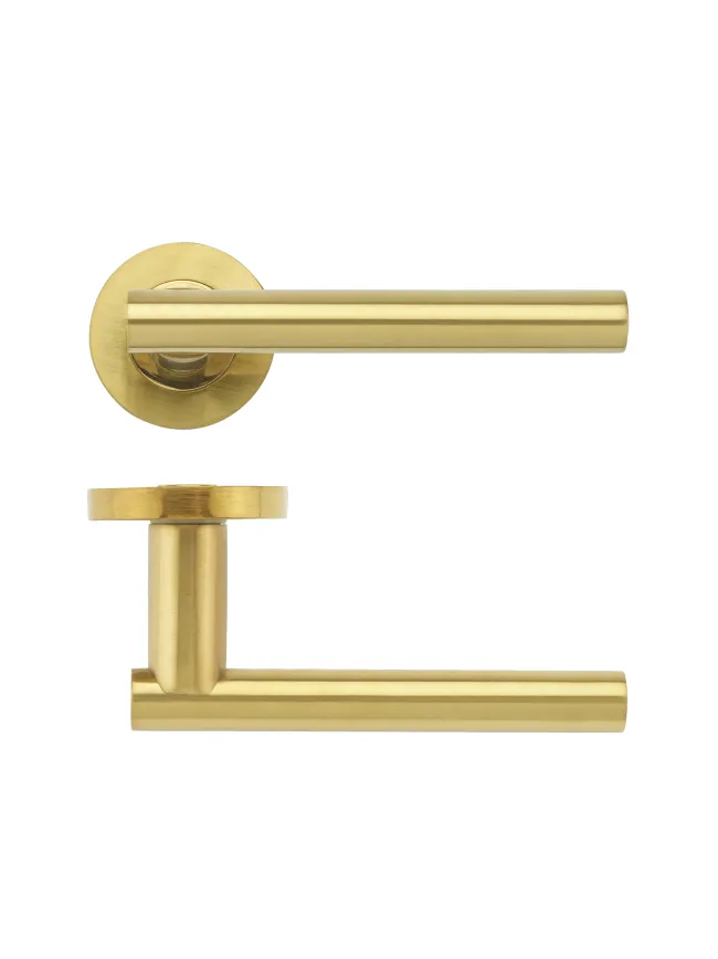 Zoo Hardware Lucca lever on round rose - Favo Satin Brass