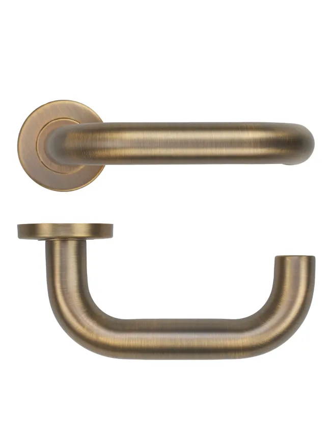 Zoo Hardware 22mm Tubular Return to Door Lever on Round Rose 52mm x 8mm Push-on Rose - BS EN 1906 Grade 3 - Grade 201 - AB