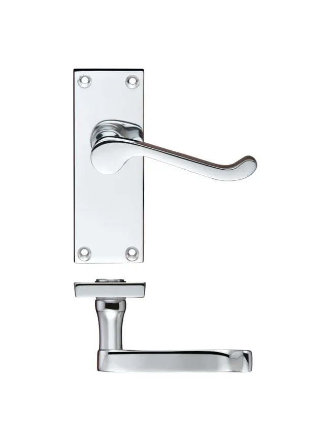 Zoo Hardware Project Victorian scroll lever on latch backplate - 114mm x 40mm - Polished Chrome
