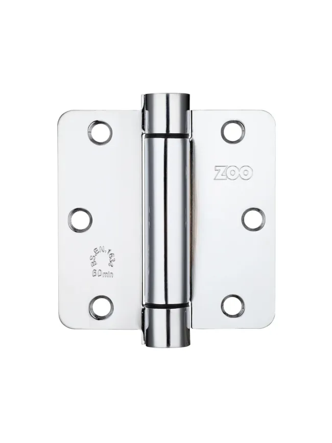 Zoo Hardware Spring Hinge Plus Slave Pack - Radius - 3.5"x3.5"x2.5 - Polished Chrome (Contains 2 Spring and 1 Unsprung Hinge)