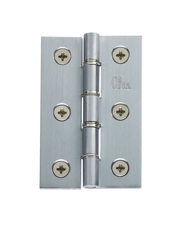 Double Stainless Steel Washered Brass Butt Hinge - Satin Chrome (Pair)
