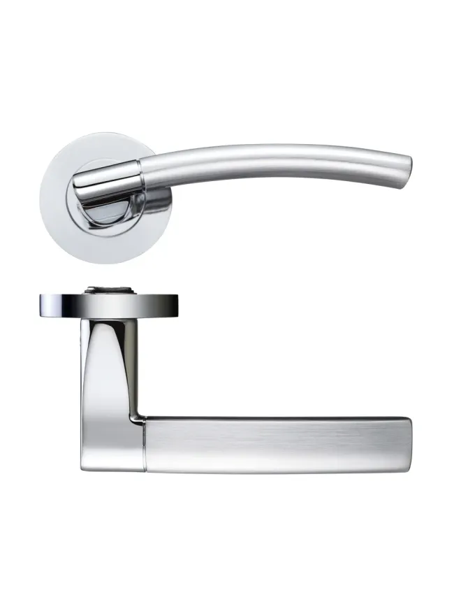 Zoo Hardware Amalfi lever on round rose - Satin Chrome / Polished Chrome