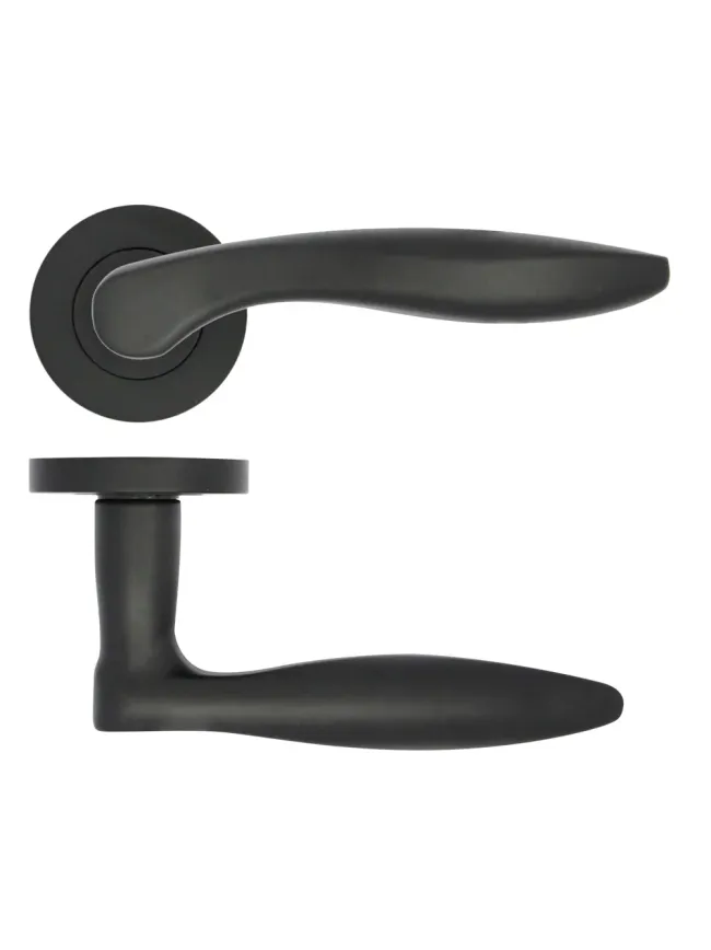 Zoo Hardware Cadiz lever on rose - Matt Black