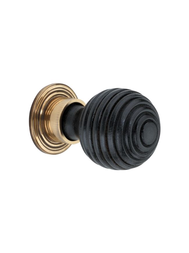 Ebonised Preston Large Cupboard Knob Aged Brass
