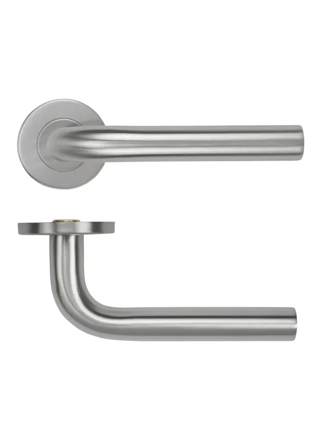 Zoo Hardware 19mm Radius Lever on Round Rose 53mm x 6mm Push-on Rose - BS EN 1906 Grade 3 - Grade 201 - Satin Stainless