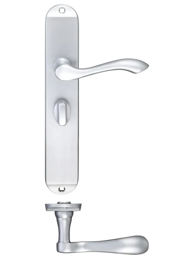 Zoo Hardware Arundel Lever Bathroom (57mm c/c) Furniture - Long Plate - Satin Chrome