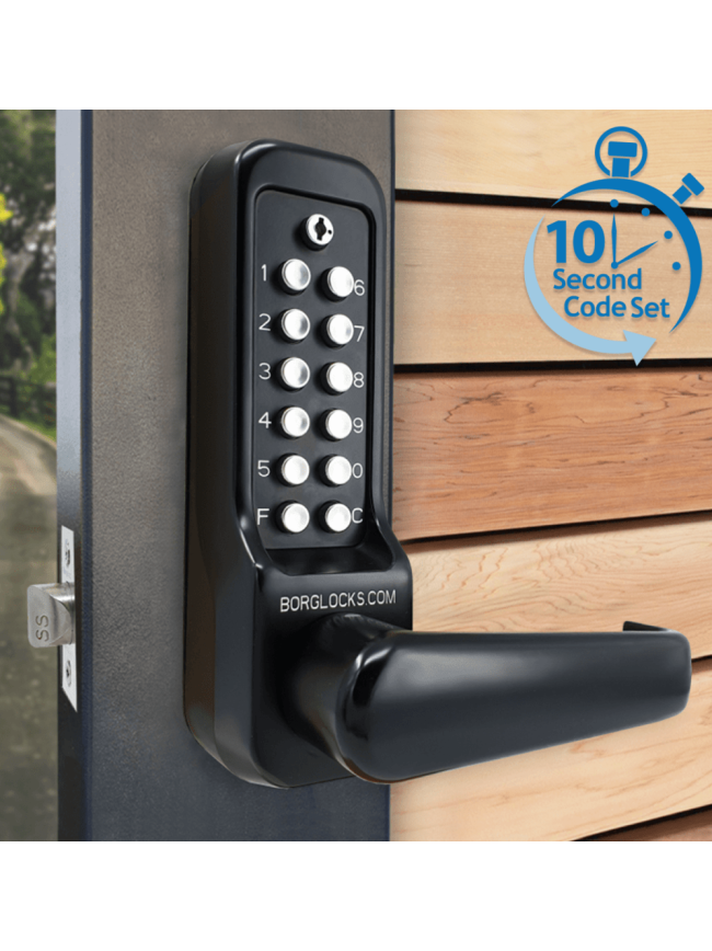 Borg BL7001 MG Pro ECP - Heavy Duty, High Traffic - Easicode Pro Flat Bar Lever Handle Keypad & Flat Bar Inside Handle, 60mm Tubular Latch, MG Pro (Black) Finish