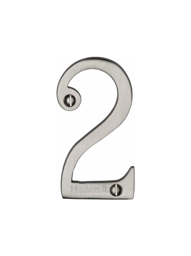 Heritage Brass Numeral 2 Face Fix 76mm (3") Satin Nickel finish