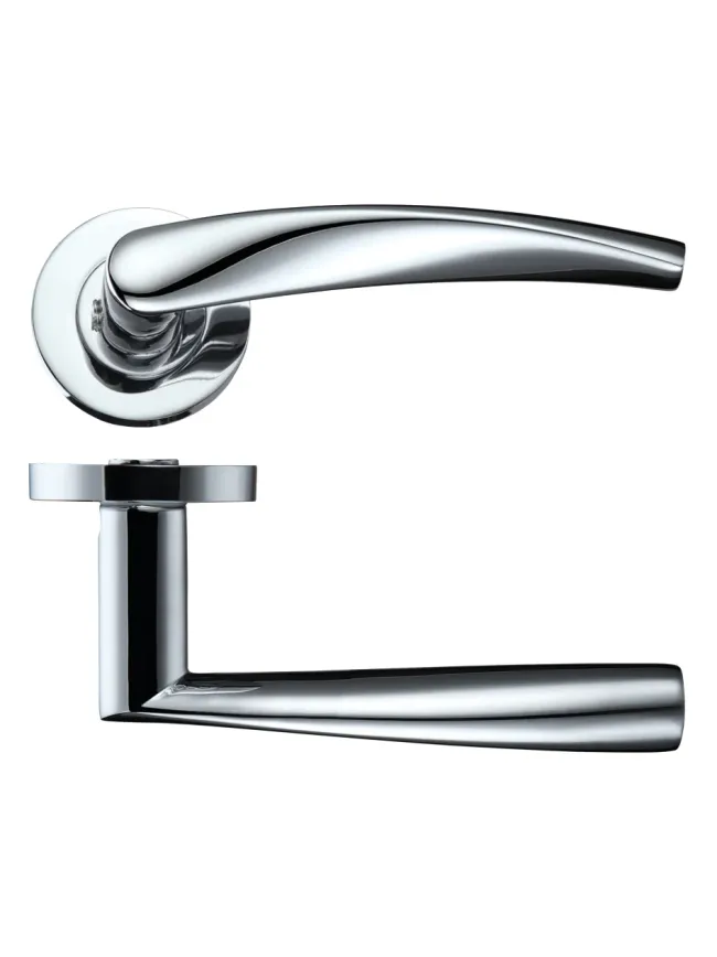 Zoo Hardware Vesta lever on round rose - Polished Chrome