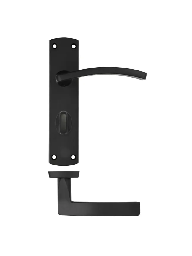 Zoo Hardware Toledo lever on bathroom backplate - Matt Black