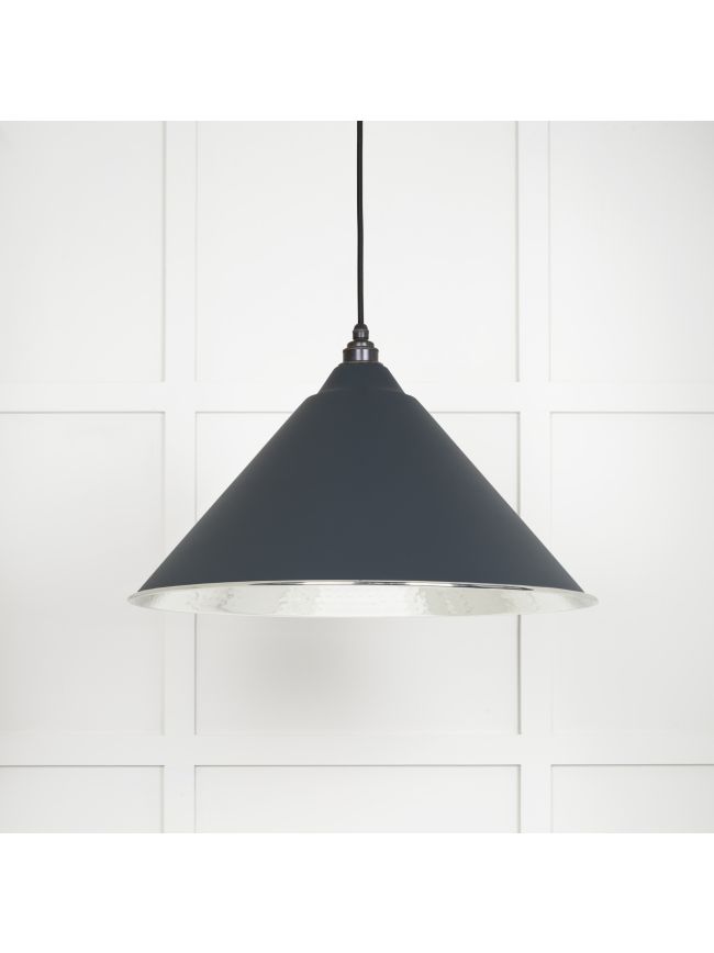 Hammered Nickel Hockley Pendant in Soot