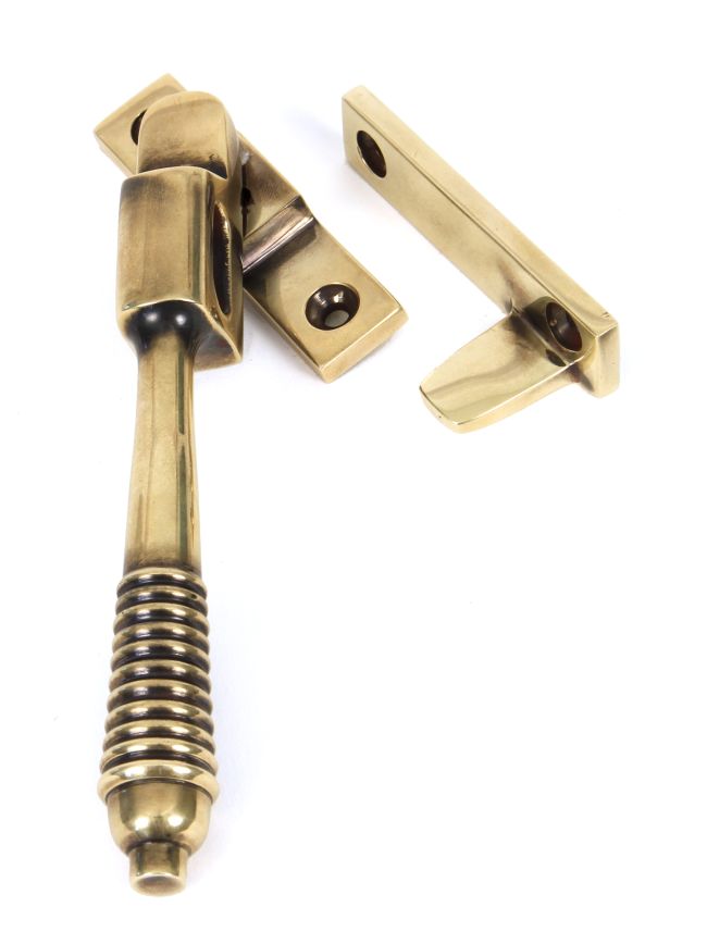 Aged Brass Night-Vent Locking Reeded Fastener