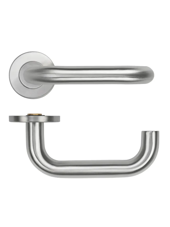 Zoo Hardware 19mm Tubular Return to Door Lever on Round Rose 53mm x 6mm Push-on Rose - BS EN 1906 Grade 3 - Grade 201 - SS