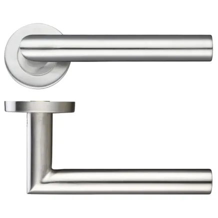 Zoo Hardware 19mm Mitred Lever - Push On Rose - 52mm Dia - Grade 201 - Satin Stainless