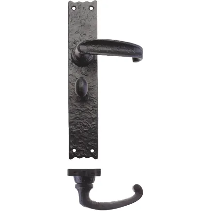 Zoo Hardware Traditional Lever on Bathroom Long Backplate - 10" - Black