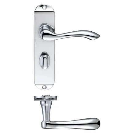 Zoo Hardware Project Arundel lever on bathroom backplate - 175mm x 42mm - Polished Chrome