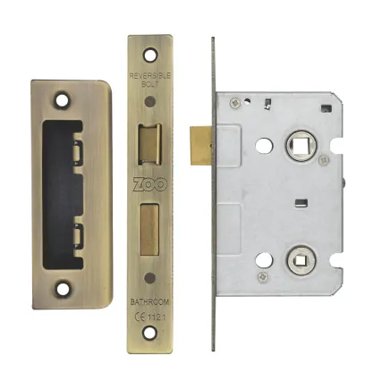 Zoo Hardware Bathroom Lock 2.5" - 57mm c/c - Antique Brass