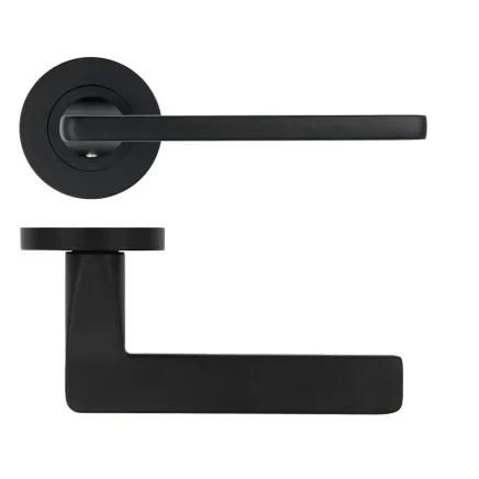 Zoo Hardware Leon lever on rose - Matt Black