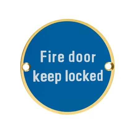 Zoo Hardware Fire Door Keep Locked - 76mm dia - PVD Satin Brass