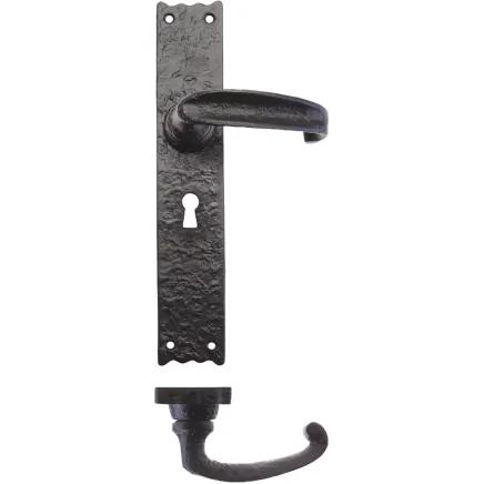 Zoo Hardware Traditional Lever on Lock Long Backplate - 10" - Black