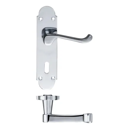 Zoo Hardware Project Oxford lever on lock backplate - 168mm x 42mm - Polished Chrome