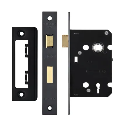 Zoo Hardware 3 Lever Sash Lock 2.5" - smaller case - Powder Coat Black