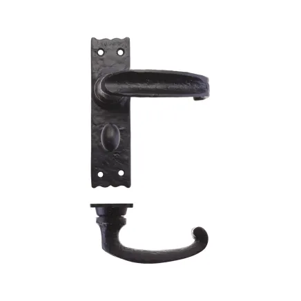 Zoo Hardware Traditional Slimline Thumb Lever on Bathroom Backplate - - Black