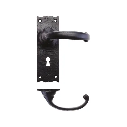 Zoo Hardware Traditional Lever on Lock Backplate - 6" - Black