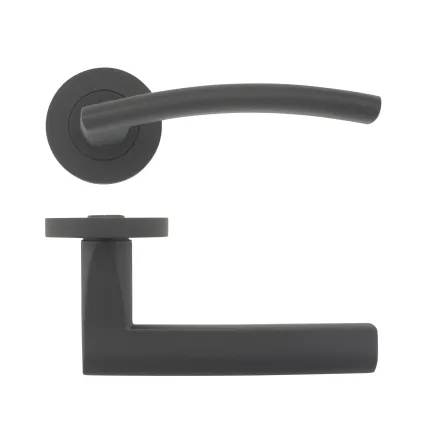 Zoo Hardware Amalfi lever on round rose - Oscuro Matt Black
