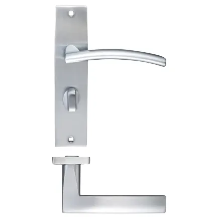 Zoo Hardware Amalfi lever on bathroom backplate - Satin Chrome