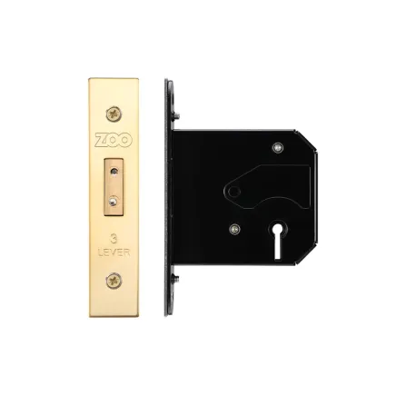 Zoo Hardware 3 Lever Replacement Dead Lock - 76mm c/w PVD Forend and Strike