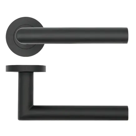Zoo Hardware Lugano Lever on Round Rose - Black