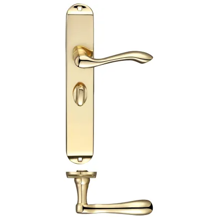 Zoo Hardware Arundel Lever Bathroom (57mm c/c) Furniture - Long Plate - Polished Brass