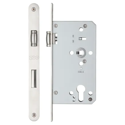 Zoo Hardware Roller din euro sashlock - 72mm c/c - backset 60mm - radius - Satin Stainless